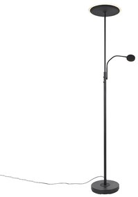 Lampă de podea modernă, negru, cu LED, cu telecomandă și braț de citire - Strela
