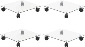 vidaXL Suport cu role de plante 4 buc 35x35cm sticlă securizată pătrat