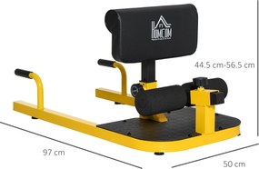 HOMCOM Aparat pentru Genuflexiuni 3 în 1 pentru Picioare, Abdominale și Flotări, 50x97x44,5-56,5 cm, Galben | Aosom Romania