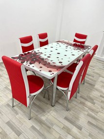 Set masa extensibila 130 / 170 x 80 cm cu 6 scaune, model 1637