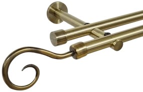 Galerie dubla picior universal fara inele prindere perete hak 19/19 mm aur antic (Alege marime: 120 cm)
