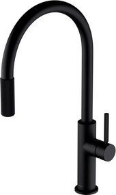 Baterie bucatarie cu dus extractibil Omnires Switch cu sistem filtrare apa finisaj negru mat