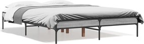 vidaXL Cadru de pat, gri sonoma, 135x190 cm, lemn prelucrat și metal