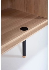 Comodă neagră/în culoare naturală joasă din lemn de stejar 176x100 cm Fina – Gazzda