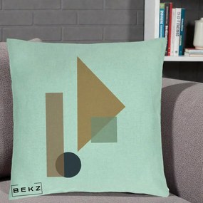 Perna Decorativa Geometric Bauhaus Triunghi, 40x40 cm, Verde Menta, Husa Detasabila, Perna Inclusa, BEKZ®
