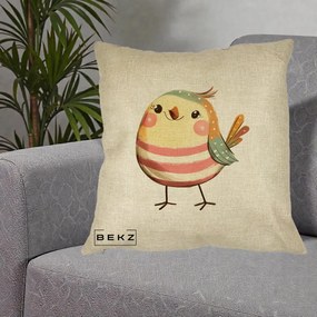 Perna Decorativa Pui Kawaii Pastel Dungat, 40x40 cm, Crem, Husa Detasabila, Perna Inclusa, BEKZ®