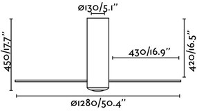 Ventilator de tavan FARO 32036 TUBE FAN negru/transparent d. 128 cm + telecomandă