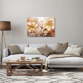 Tablou pe sticlă - Flori de aur (70x50 cm)