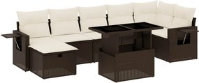 vidaXL Set canapele de grădină cu perne, 8 piese, maro, poliratan