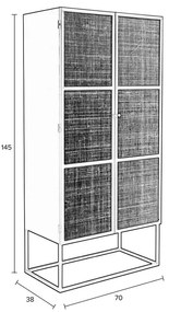 Dulap negru din ratan 70x145 cm Guuji - White Label