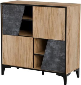 Comoda OVO, stejar/gri beton, PAL laminat, 90x38x90 cm