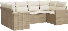 vidaXL Set canapele de grădină cu perne, 6 piese, bej, poliratan