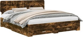 vidaXL Cadru de pat Stejar fumuriu 200 x 200 cm Lemn compozit
