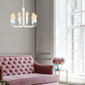 Lustră pe lanț TIFFANY 10xE27/60W/230V albă