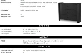 Comoda LUX Furnir Stejar Gri Carbune, Splendora