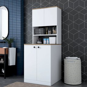 Dulap de baie Karoline 102 (Alb + Nuc). 1073339