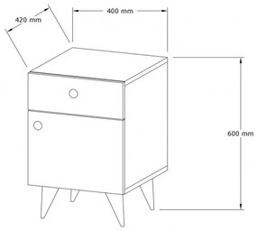 Noptiera Pila - Walnut, Antracit