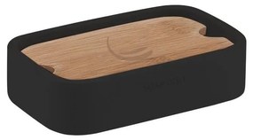 Săpunieră Gedy NINFEA negru/bambus