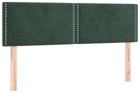 Pat box spring cu saltea, verde inchis, 140x200 cm, catifea Verde inchis, 140 x 200 cm, Culoare unica si cuie de tapiterie