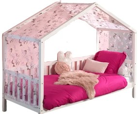 Set DALLAS în alb format dintr-un Pat copii Vipack fără gard (90 x 200 cm) și un set textil.
