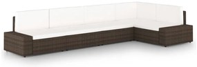 vidaXL Set mobilier de grădină cu perne, 5 piese, maro, poliratan