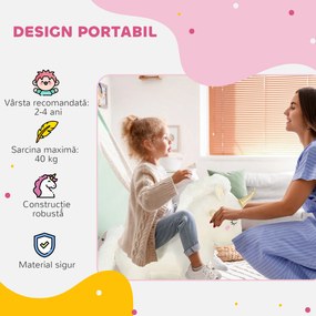 AIYAPLAY Cal Balansoar pentru Copii 2-4 Ani în Formă de Unicorn cu Sunete și Înveliș Moale, 63x33x56 cm, Alb | Aosom Romania