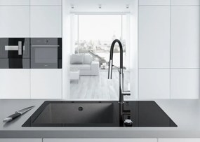 Baterie bucatarie extractabila finisaj crom-negru Gerbera BGB_B720