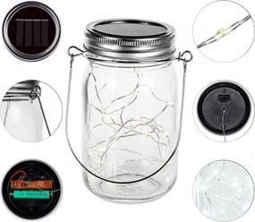 VOLTRONIC Set de sticlă solară 20 LED, 2 buc