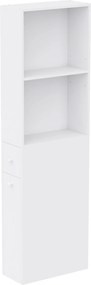 HOMCOM Dulap Baie Slim cu Organizator Glisant pe Roți, Sertar și Raft Reglabil, MDF, 18 x 40 x 135 Cm, Alb | Aosom Romania