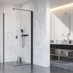 Cabina de dus dreptunghiulara cu usa batanta Radaway Nes KDJ I 90x75 cm finisaj negru mat-transparent dreapta