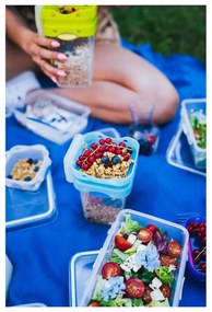 Cutie pentru prânz cu tacâmuri Vialli Design, 650ml+230m, albastru