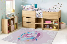 BAMBINO 2533 covor lavabil Inorog, curcubeu pentru copii anti-alunecare - roz