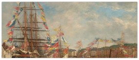 Tablou - Eugène Boudin, Festival in the Harbor of Honfleur, reproducere (120x50 cm)