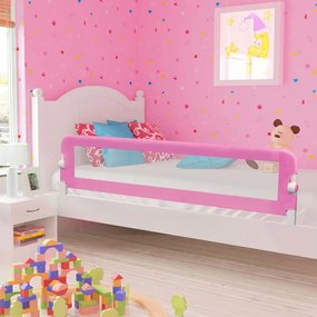 Balustrada de protectie pat copii, roz, 180x42 cm, poliester