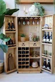Dulap vinoteca, din lemn reciclat si metal, cu 2 usi