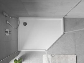Mexen Flow cadă de duș pentagonală slim stânga 100 x 80 cm, alb lucios - 46P108010L