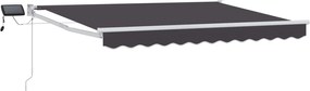 vidaXL Marchiză retractabilă manuală cu led-uri Antracit 3 x 2,5 m