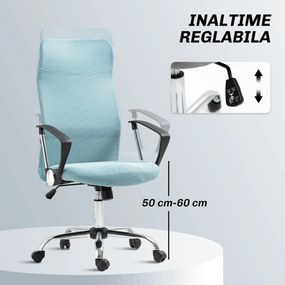 HOMCOM Scaun de Birou Ergonomic cu Înălțime Reglabilă și Spătar din Plasă, Verde | Aosom Romania