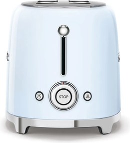 Prajitor de paine SMEG 50's Style TSF01PBEU, 950 W, 2 felii, 6 trepte, Tava pentru firimituri, Cablu integrat, Otel inoxidabil, Albastru