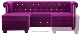 Canapea Chesterfield, forma L, catifea, 199x142x72 cm, violet Mov