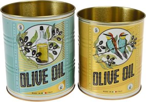 Cutii de depozitare 2 buc. din staniu decorative ø 11x13 cm Olive Oil – Rex London