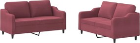 vidaXL Set canapea cu perne, 2 piese, roșu vin, material textil