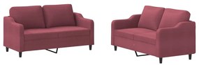 3201808 vidaXL Set canapea cu perne, 2 piese, roșu vin, material textil