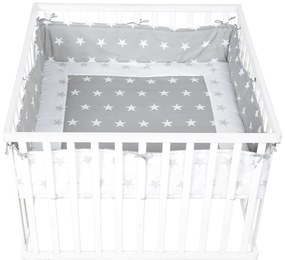 Apărătoare pentru pătuț alb/gri din amestec de bumbac 96 cm Little Stars – Roba