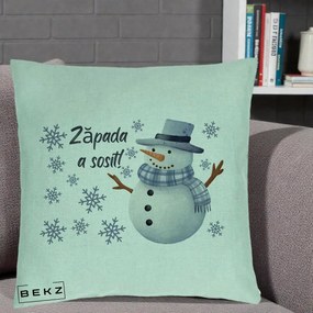 Perna Decorativa Zapada a Sosit Om de Zapada, 40x40 cm, Verde Menta, Husa Detasabila, Perna Inclusa, BEKZ®