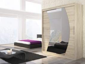 Dulap cu usi glisante si oglinda 180x215 cm, Dolores, ADRK Furniture (Culoare: Alb)