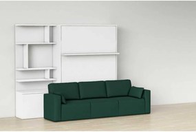 Pat rabatabil dublu cu somiera inclusa, canapea cu 3 locuri si biblioteca - ROYAL SIMPLE BOOKCASE SET (150X200) (Culoare tapiterie stofa canapea: