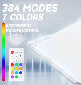 DOWINX Birou de Gaming RGB cu Iluminare Multicoloră și Design din Fibră de Carbon, Telecomanda, Mouse pad impermeabil, 120 cm, Alb