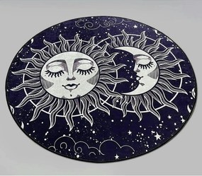 Covoras baie ATEN DJT, 80x80 cm, forma rotunda, poliester, albastru in