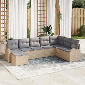 vidaXL Set de canapele pentru grădină cu pernă 8 pcs Bej Rattan poli